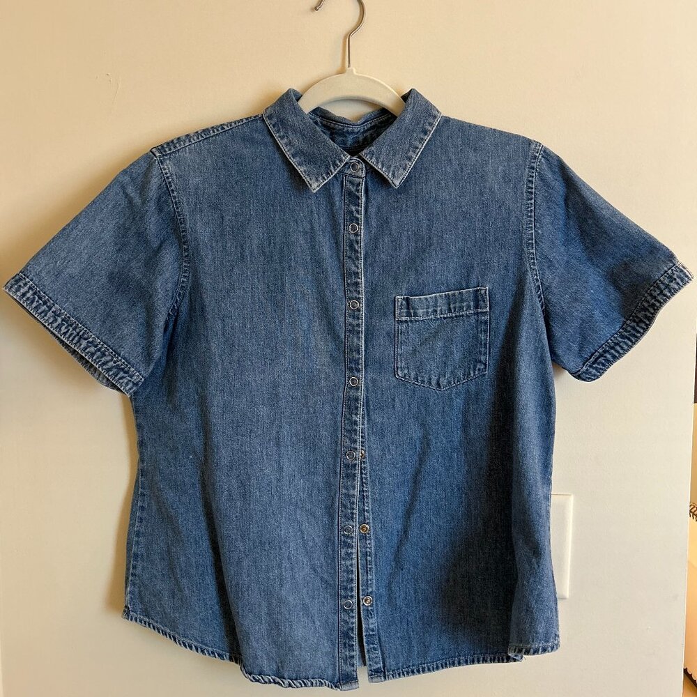 Marsh Landing Petites Chambray Blue Jean Denim Shirt  | PL